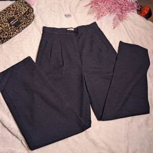 FRNCH Blue Marine High-Waist Pleated Trousers